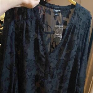 Torrid Black Floral Blouse